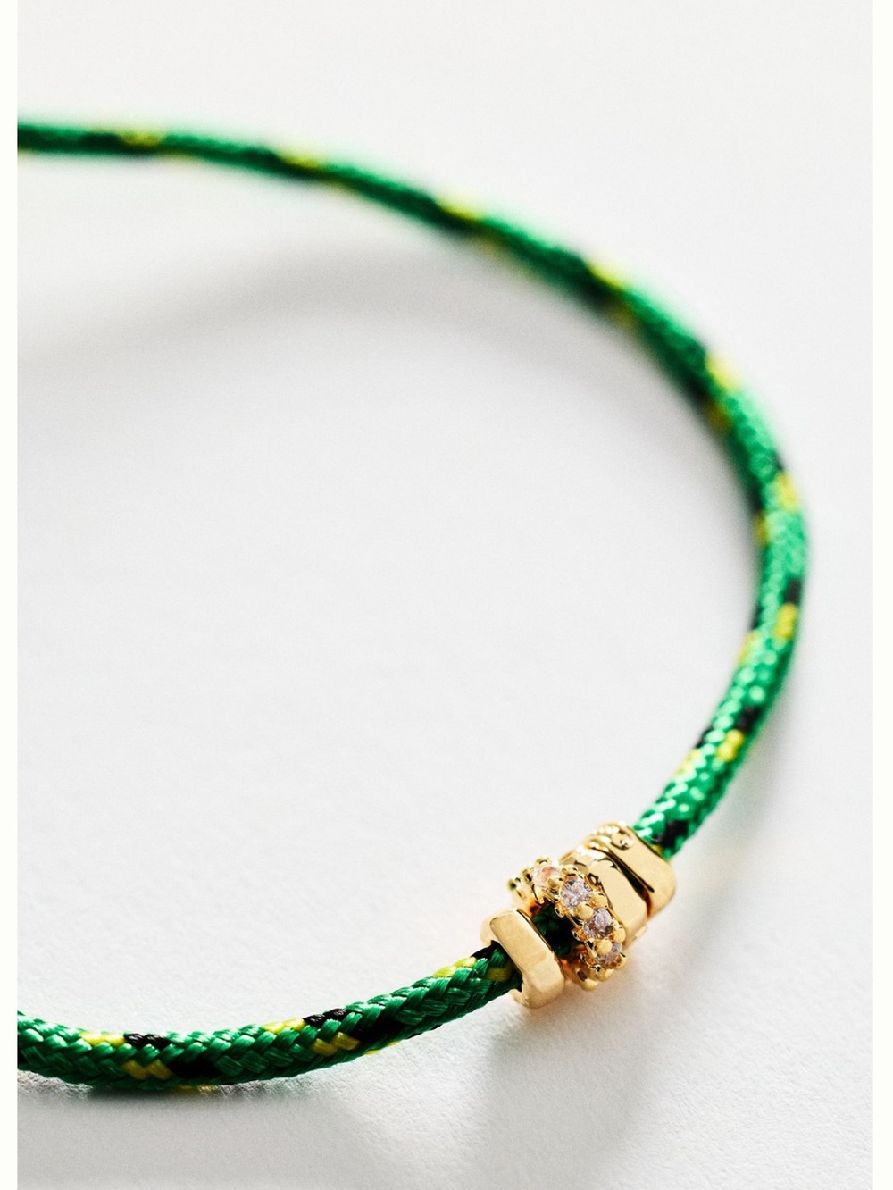 Anthropologie Adjustable Cord Bracelet 14KT Gold Plated New Green - Picture 2 of 6